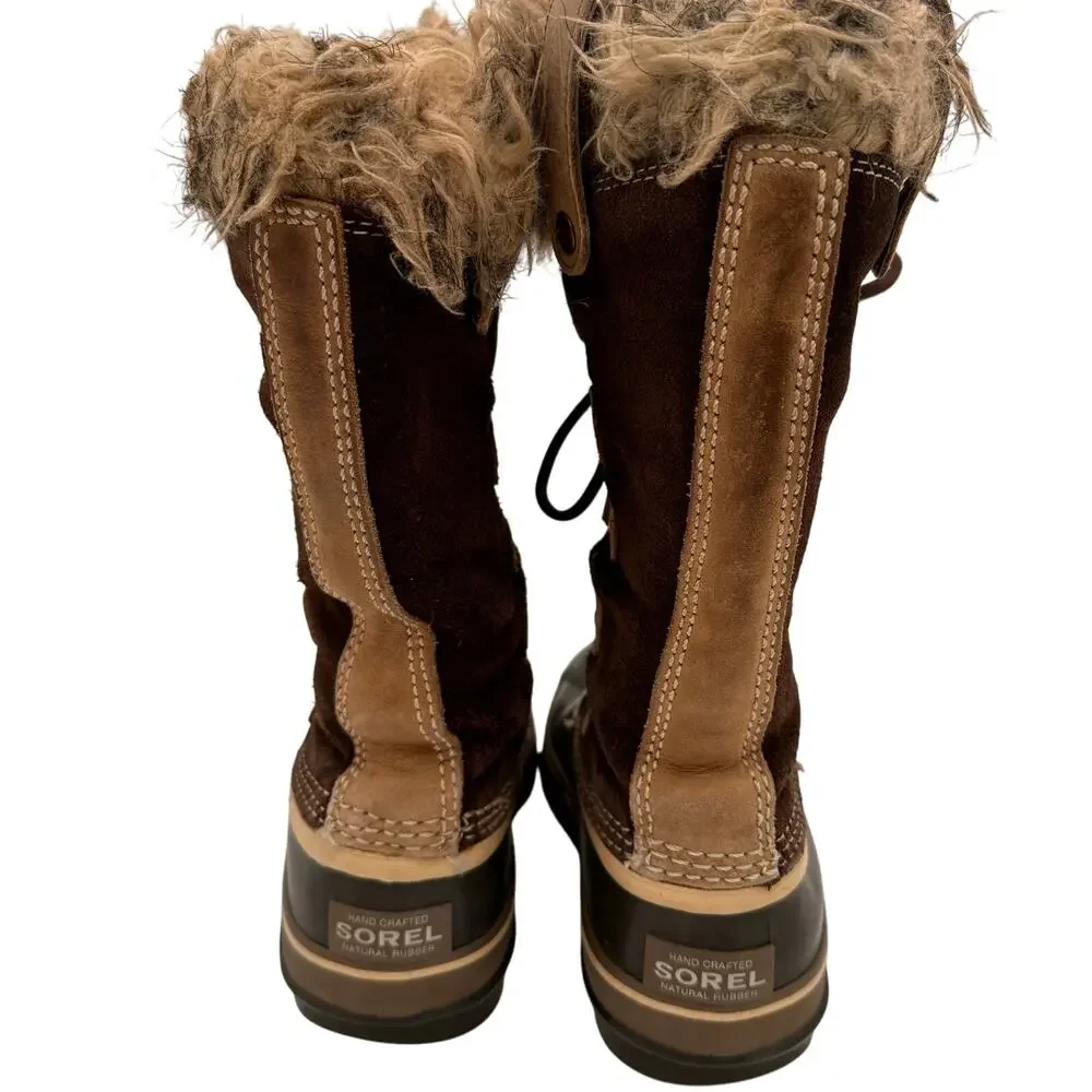 Sorel Women's Brown Leather Joan of Arctic Waterproof Snow Boots Size 5
